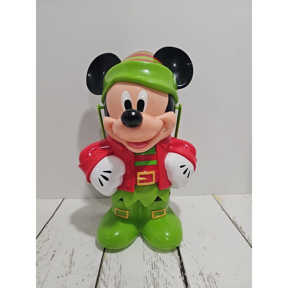 DISNEY PARKS Mickey Mouse Elf Christmas Popcorn Bucket Figure Strap 2015